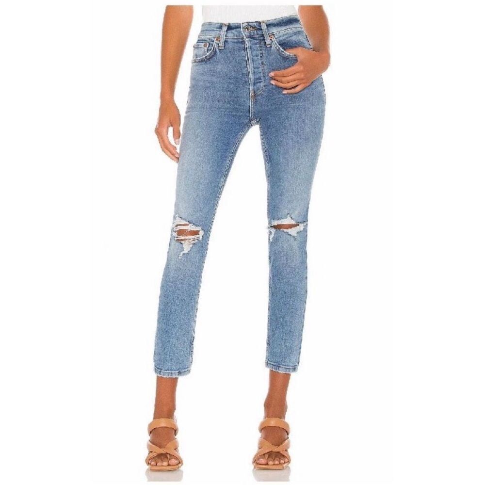 RE/DONE | 90s High Rise Ankle Crop Jeans in Dusk Destroy Women’s Size 27 (4)
